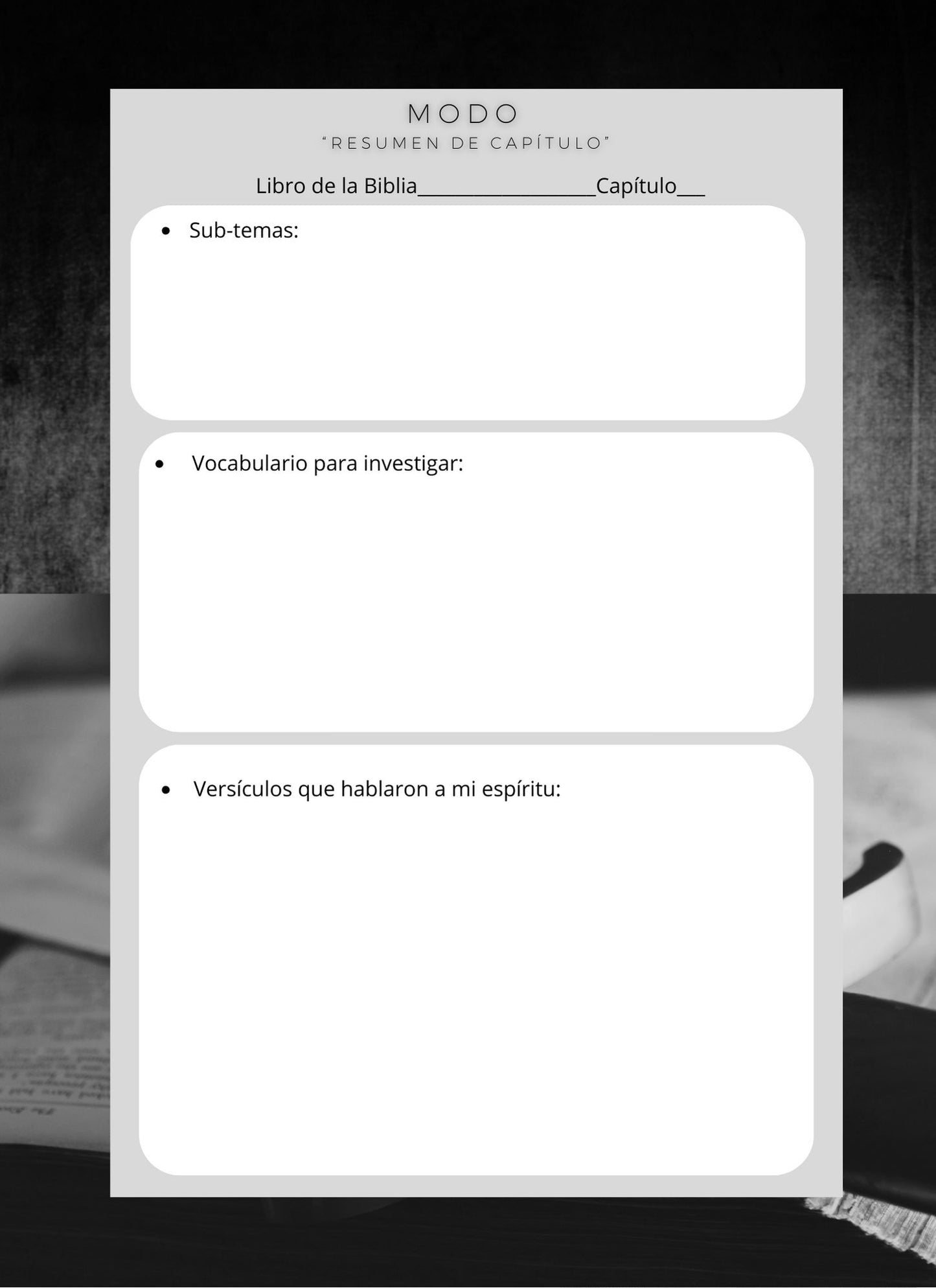 Guía práctica para el estudio de la biblia -modo resumen de capítulo