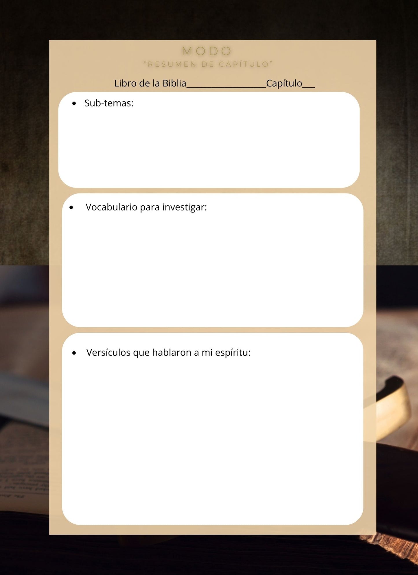 Guía práctica para el estudio de la biblia -modo resumen de capítulo